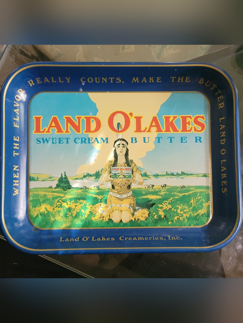 Land O'Lakes Sweet Cream Butter Metal Tin - Blue & Yellow